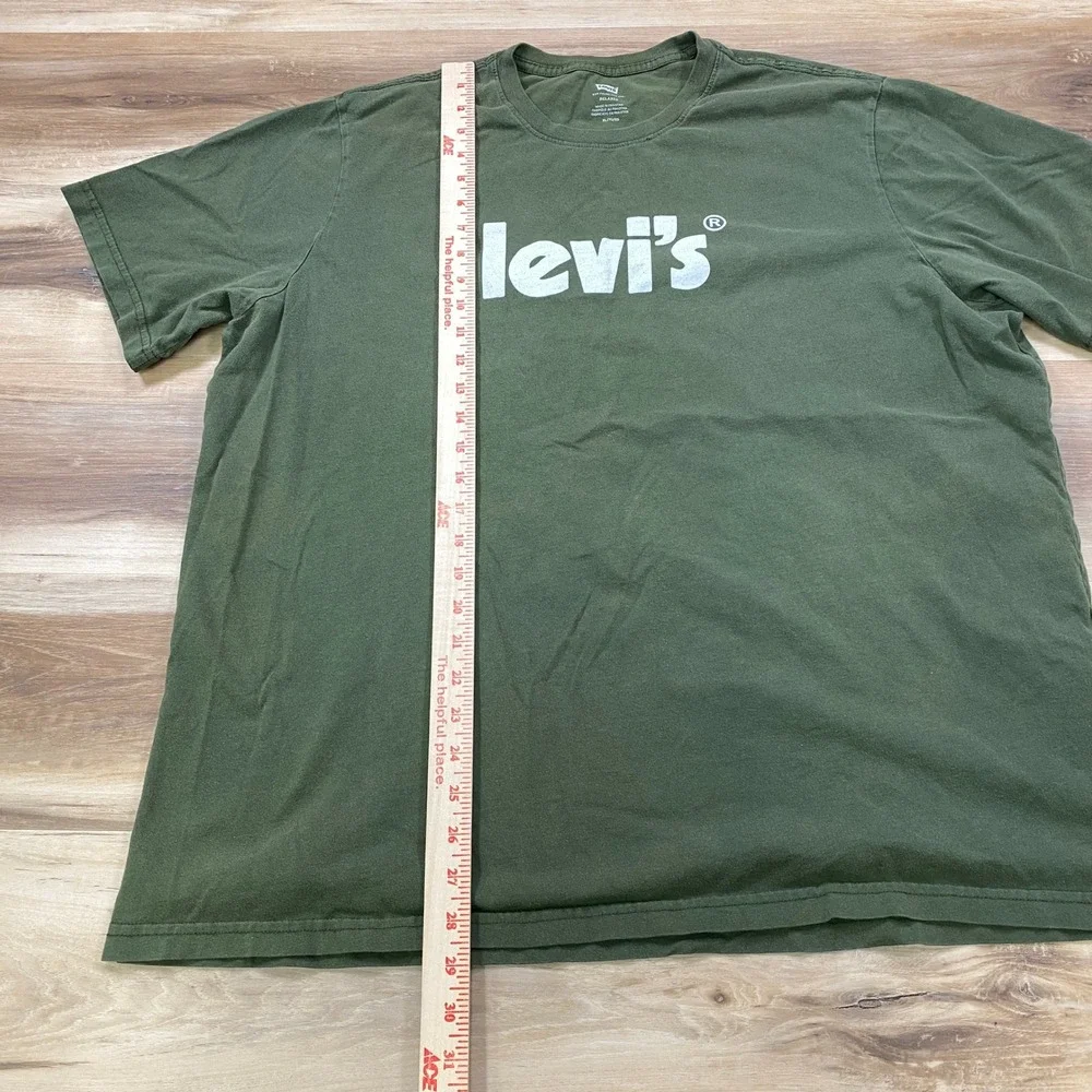 Levi's Graphic T-Shirt Men XL Heritage Cotton Relaxed Fit Olive Green Streetwear
